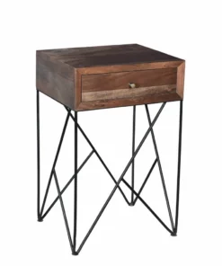 Crestview Collection Bengal Acacia Wood And Metal Accent Table, CVFNR720