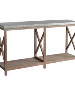 Crestview Collection Newhart Rustic Wood And Metal Console Table, CVFZR5073