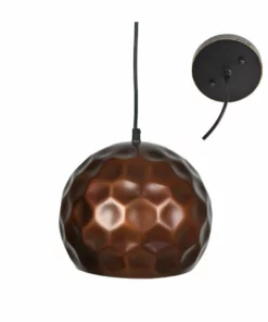 Crestview Collection Aiden Antique Copper Globe Pendant Light Fixture, 9" H x 8" D, CVAER1129