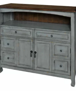 Crestview Collection Bedford 2-Drawer/2-Door Sage Cabinet with Wood Top, CVFZR1887