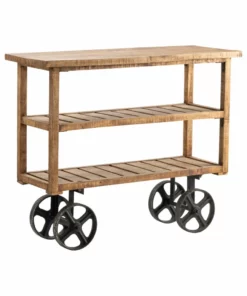 Crestview Collection Bengal Manor Mango Wood Industrial Cart, CVFNR302