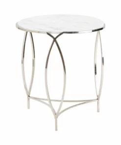 Crestview Collection St. Claire Round Marble End Table, CVFNR5005