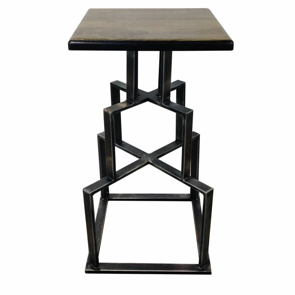 Crestview Collection Brandon Mango Wood and Black Metal Bar Stool, 16 x 16 x 30 in., CVFNR5077 4 Crestview Collection Brandon Mango Wood and Black Metal Bar Stool, 16 x 16 x 30 in., CVFNR5077 - Image 2