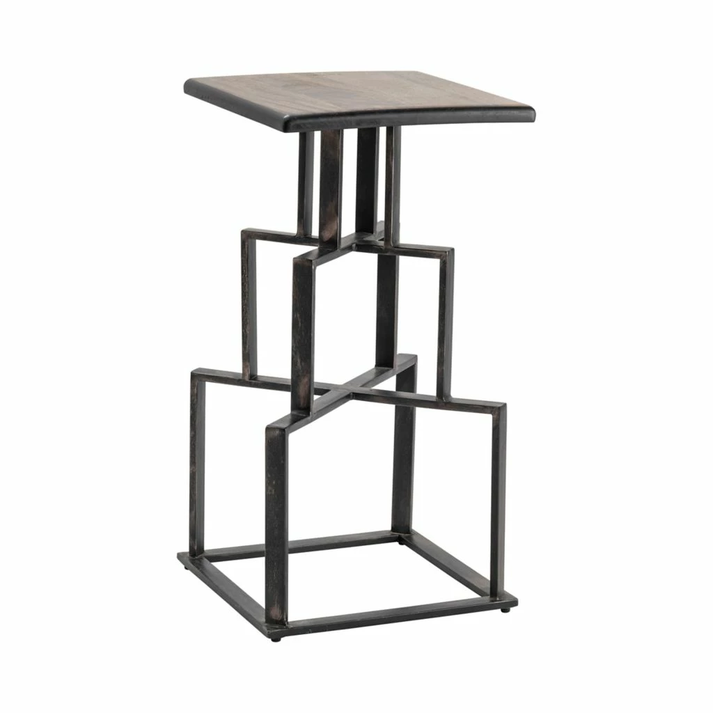 Crestview Collection Brandon Mango Wood and Black Metal Bar Stool, 16 x 16 x 30 in., CVFNR5077 5 Crestview Collection Brandon Mango Wood and Black Metal Bar Stool, 16 x 16 x 30 in., CVFNR5077 - Image 3