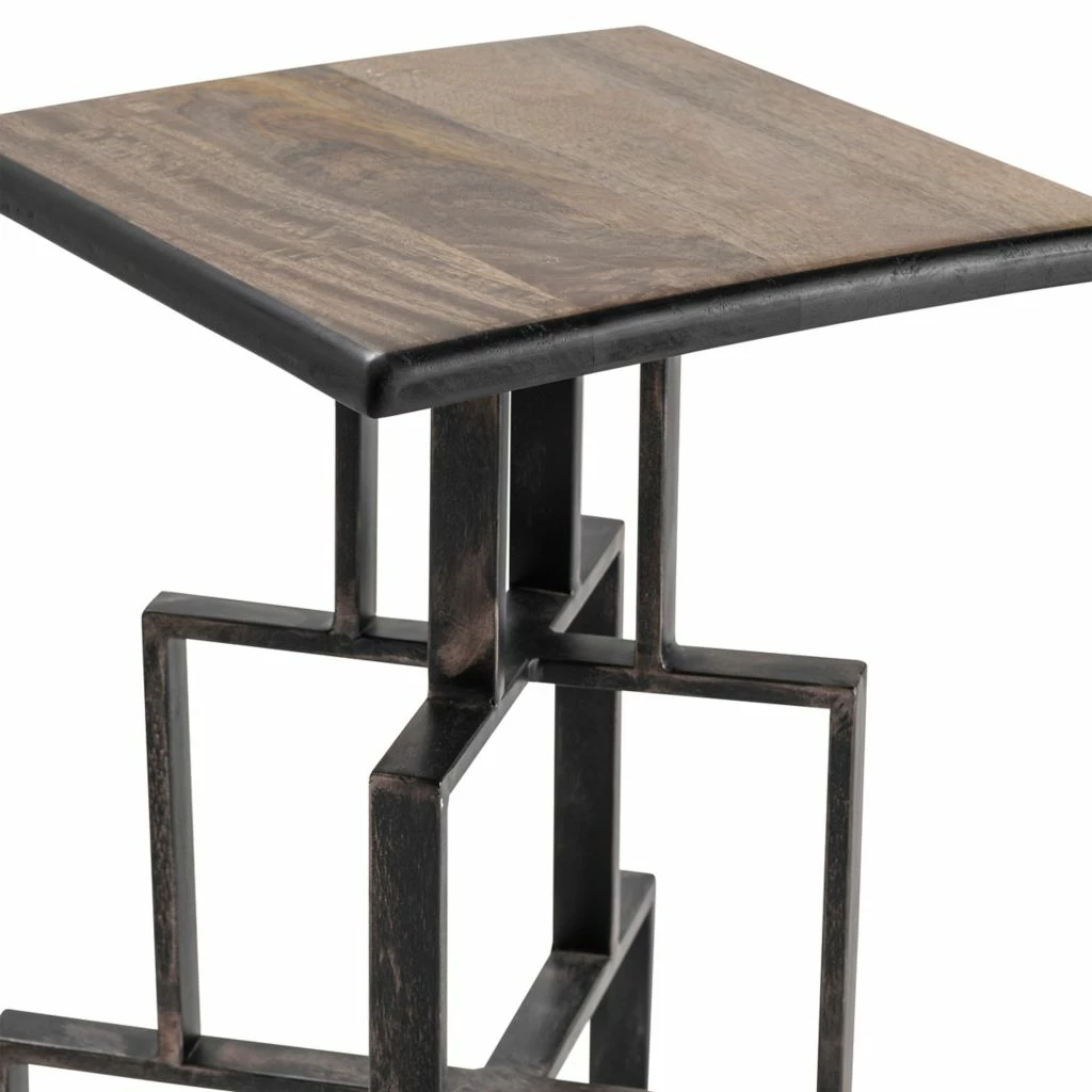 Crestview Collection Brandon Mango Wood and Black Metal Bar Stool, 16 x 16 x 30 in., CVFNR5077 6 Crestview Collection Brandon Mango Wood and Black Metal Bar Stool, 16 x 16 x 30 in., CVFNR5077 - Image 4