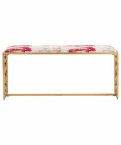 Crestview Collection Paragon Metal and Upholstered Seat Bench, 48 x 14 x 21 in., CVFNR5081