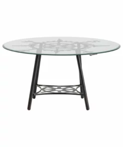Crestview Collection Explorer Round Metal and Glass Cocktail Table, CVFNR5108