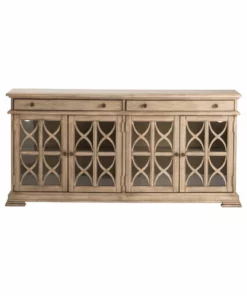 Crestview Collection Hawthorne Estate 2 Drawer 4 Door Fretwork Sideboard Brushed Wheat Finish, CVFVR8052