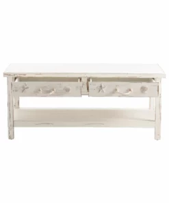 Crestview Collection Seaside White Coastal Cocktail Table, CVFZR1522