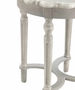 Crestview Collection Pembroke Turned Leg Chalk Scalloped Accent Table, CVFZR3530 -Crestview Collection Shop 1678489 A1