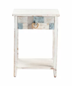 Crestview Collection South Shore Nautical Patchwork 1 Drawer Accent Table, CVFZR3561