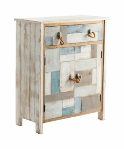 Crestview Collection South Shore Multi Color Nautical Patchwork 1 Drawer, 2 Door Cabinet, CVFZR3566 -Crestview Collection Shop 1678495 A1