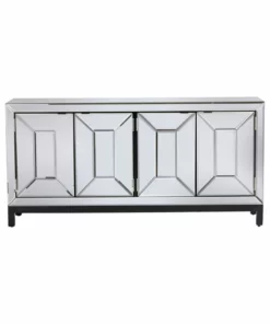 Crestview Collection Grand 4 Door Beveled Mirror Picture Frame Sideboard, CVFZR3617