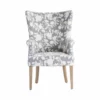 Crestview Collection Heatherbrook Upholsted Floral Pattern Grey Wingback Chair with Distressed Grey Legs, CVFZR4502
