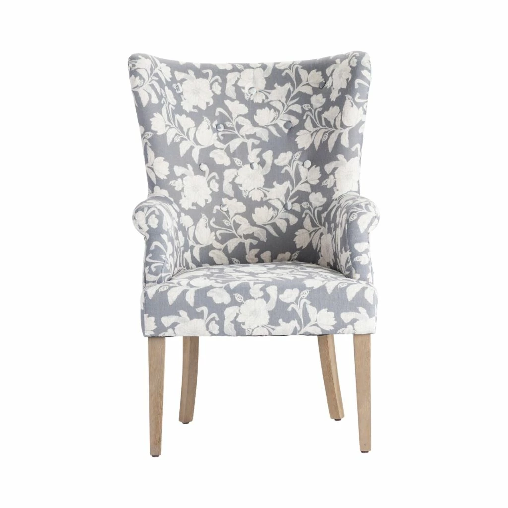 Crestview Collection Heatherbrook Upholsted Floral Pattern Grey Wingback Chair with Distressed Grey Legs, CVFZR4502 3 Crestview Collection Heatherbrook Upholsted Floral Pattern Grey Wingback Chair with Distressed Grey Legs, CVFZR4502