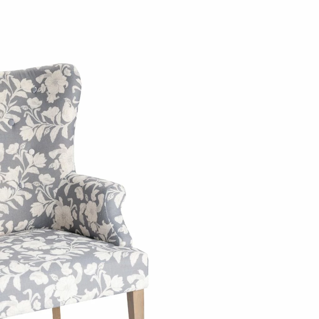 Crestview Collection Heatherbrook Upholsted Floral Pattern Grey Wingback Chair with Distressed Grey Legs, CVFZR4502 5 Crestview Collection Heatherbrook Upholsted Floral Pattern Grey Wingback Chair with Distressed Grey Legs, CVFZR4502 - Image 3
