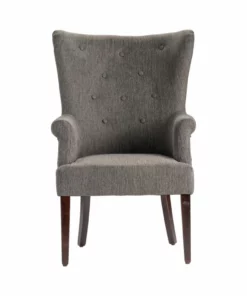 Crestview Collection Seville Grey Upholsted Button Tufted Wingback Chair, CVFZR4503