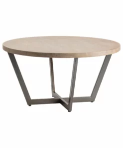 Crestview Collection Tremont Slanted Metal and Wood Round Cocktail Table, CVFZR4545