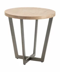 Crestview Collection Tremont Slanted Metal and Wood Round End Table, CVFZR4546