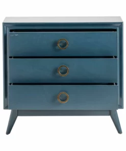 Crestview Collection Pomeroy Indigo 3 Drawer Chest with Gold Hardware, CVFZR4592 -Crestview Collection Shop 1678528 A1