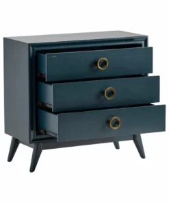 Crestview Collection Pomeroy Indigo 3 Drawer Chest with Gold Hardware, CVFZR4592 -Crestview Collection Shop 1678528 A3