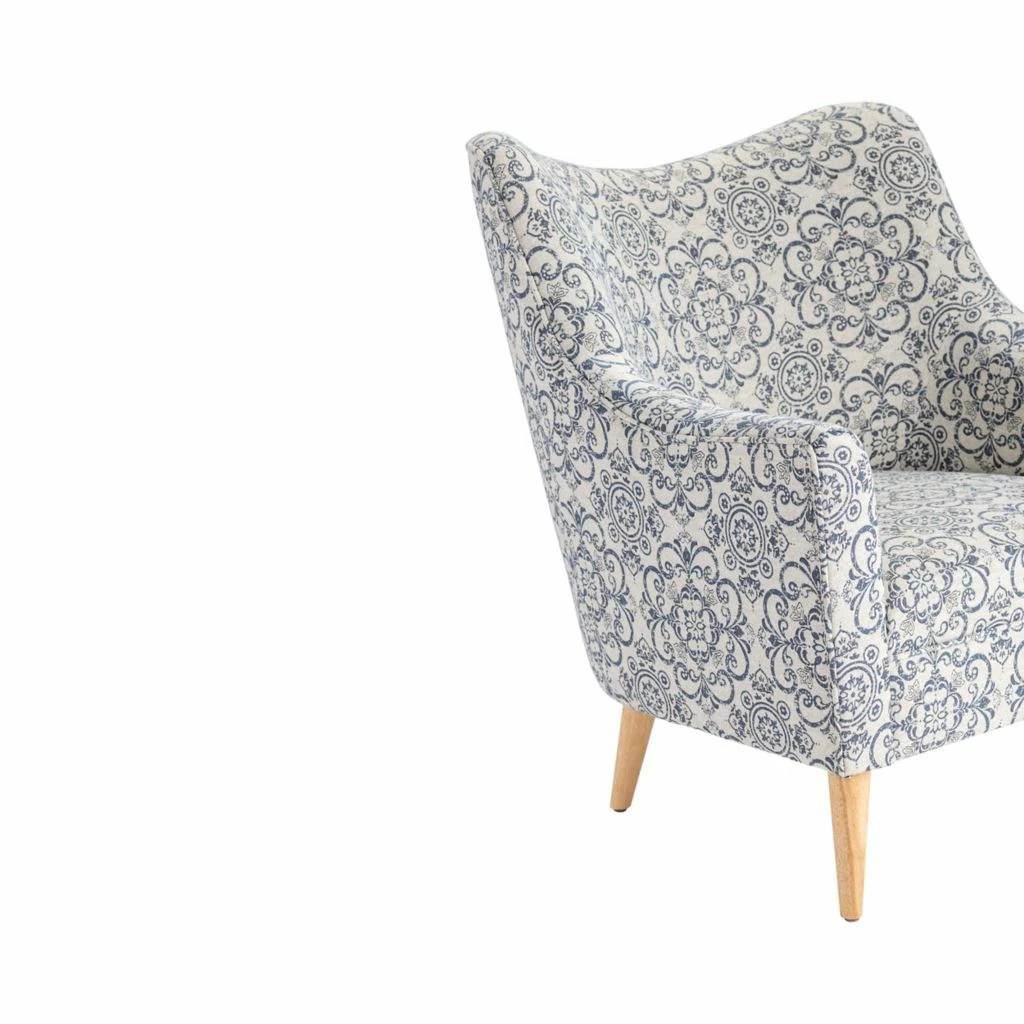 Crestview Collection Huntington Upholstered Blue Pattern Shaped Back Arm Chair, CVFZR5003 6 Crestview Collection Huntington Upholstered Blue Pattern Shaped Back Arm Chair, CVFZR5003 - Image 4