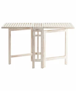 Crestview Collection Savannah White Wash Gate Leg Small Folding Dining Table, CVFZR5068