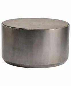 Crestview Collection Trenton Round Gunmetal Cocktail Table with Grey Oak Top, CVFZR5086