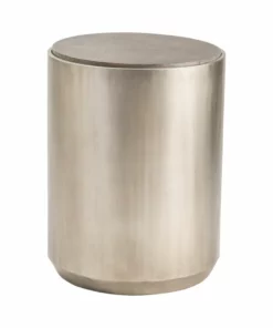 Crestview Collection Trenton Round Gunmetal End Table with Grey Oak Top, CVFZR5087