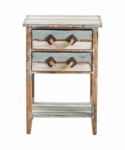 Crestview Collection Nantucket 2 Drawer Weathered Wood Accent Table, CVFZR693