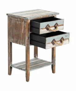 Crestview Collection Nantucket 2 Drawer Weathered Wood Accent Table, CVFZR693 -Crestview Collection Shop 1678585 A2