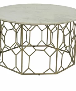 Crestview Collection Mariah Marble and Metal Coffee Table, EVFNR1145