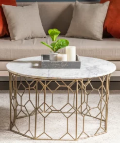 Crestview Collection Mariah Marble and Metal Coffee Table, EVFNR1145 -Crestview Collection Shop 1678601 A2