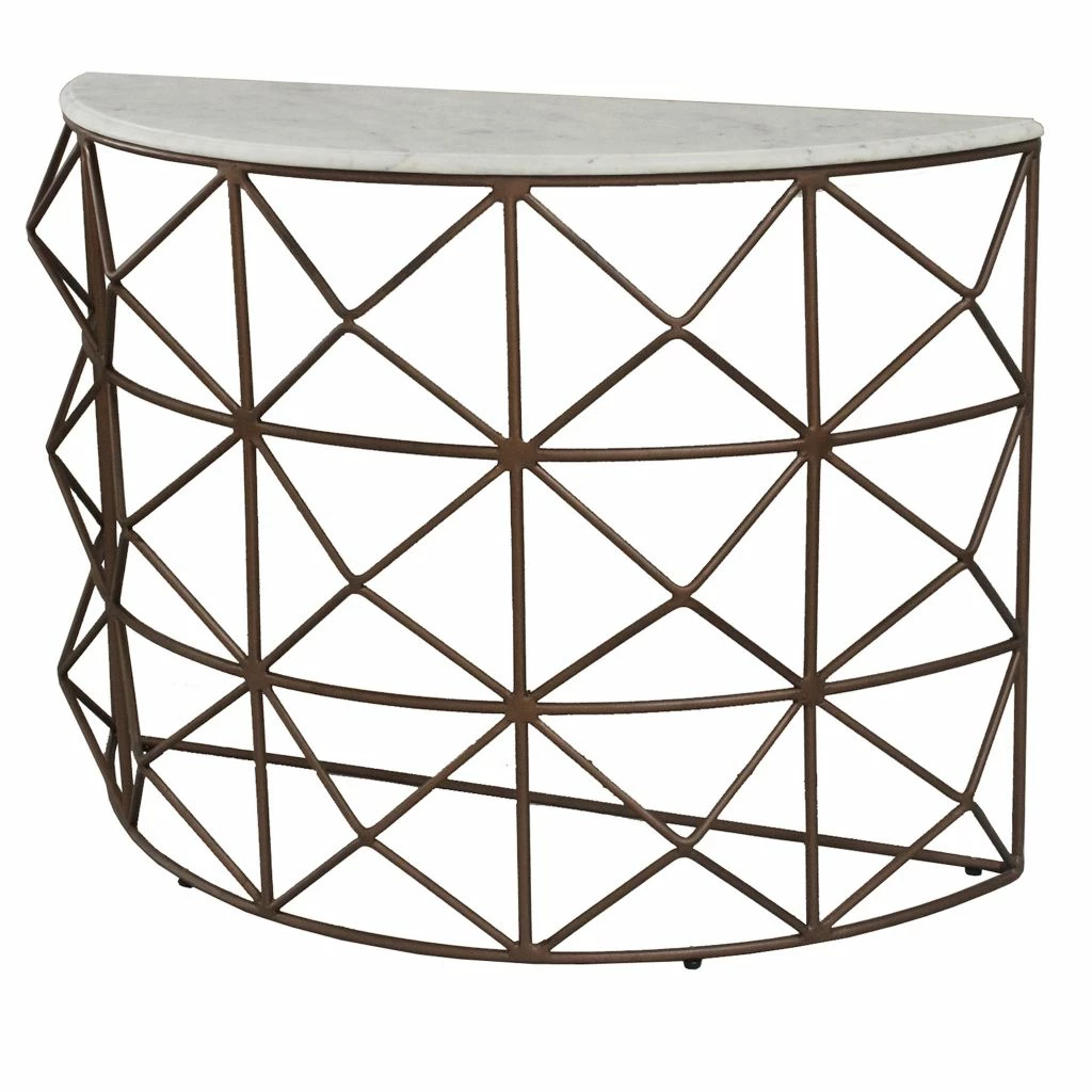 Crestview Collection Raina Marble and Metal Half Round Console, EVFNR1146 3 Crestview Collection Raina Marble and Metal Half Round Console, EVFNR1146