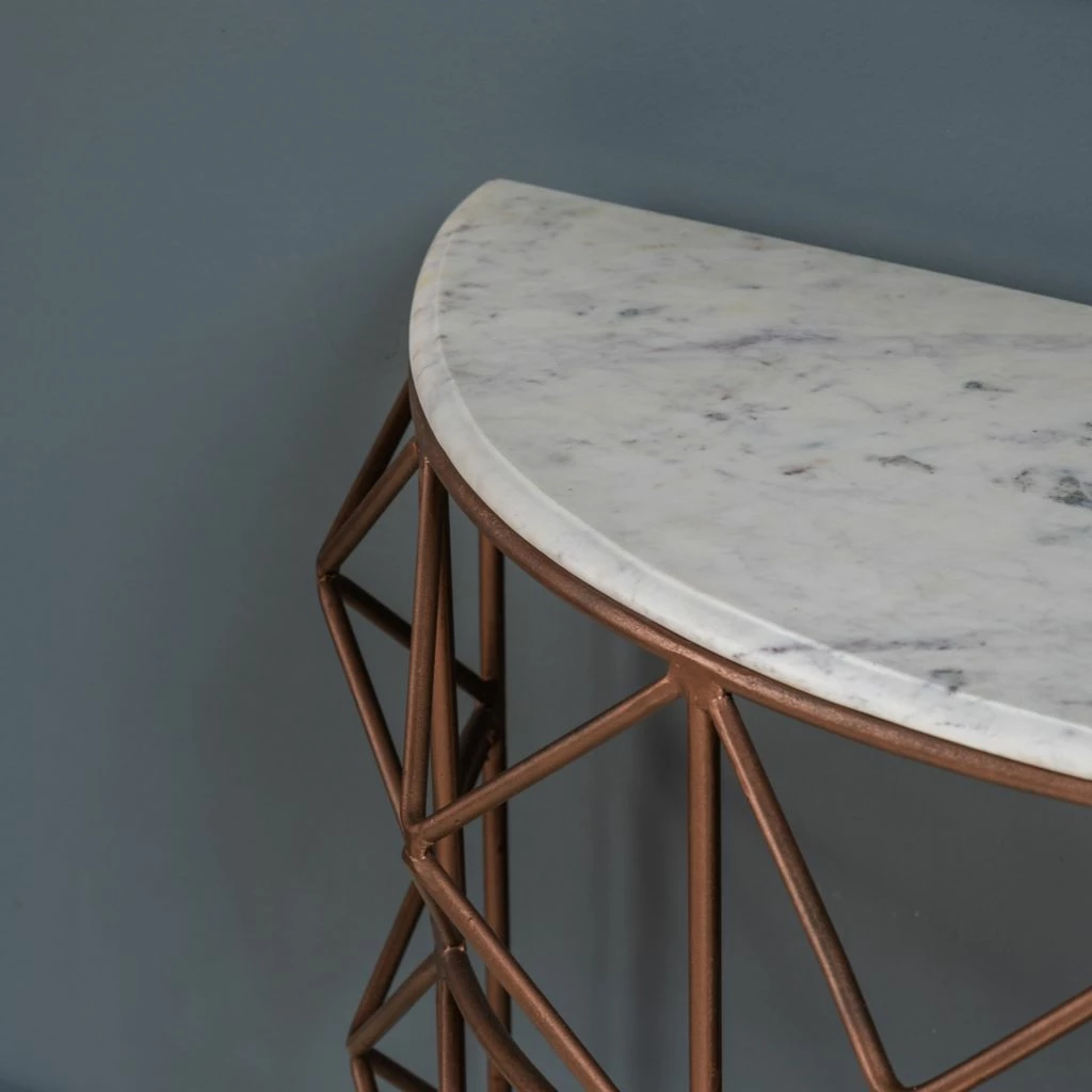 Crestview Collection Raina Marble and Metal Half Round Console, EVFNR1146 8 Crestview Collection Raina Marble and Metal Half Round Console, EVFNR1146 - Image 6
