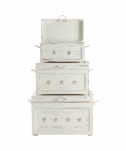 Crestview Collection Seaside Shell Storage Trunks, Set of 3, CVFZR1551