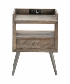 Crestview Collection Freeport USB Outlet Accent Table, 1-Drawer, CVFNR817