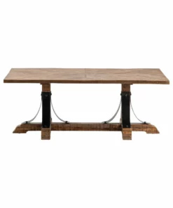 Crestview Collection Bengal Manor Mango Wood and Iron Trestle Base Cocktail Table, CVFNR667