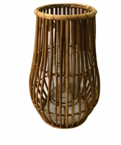 Crestview Collection Marlee Medium Rattan Hurricane Candle Holder