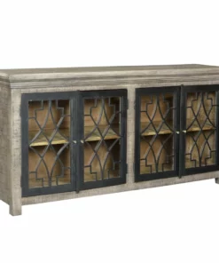 Crestview Collection Bengal Mango Wood and Iron Manor Parkview Sideboard, 4-Door, CVFNR699