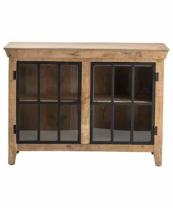 Crestview Collection Bengal Manor Mango Wood and Metal Cabinet, 2-Door, CVFNR603