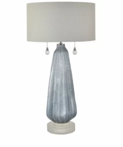 Crestview Collection Blakely Glass Twin Pull Chain Table Lamp, CVAZBS077
