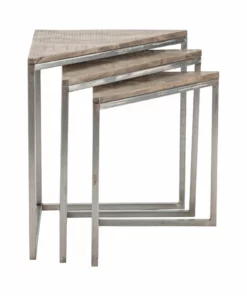 Crestview Collection Bengal Manor Mango Wood Corner Nested Tables, Set of 3, CVFNR677