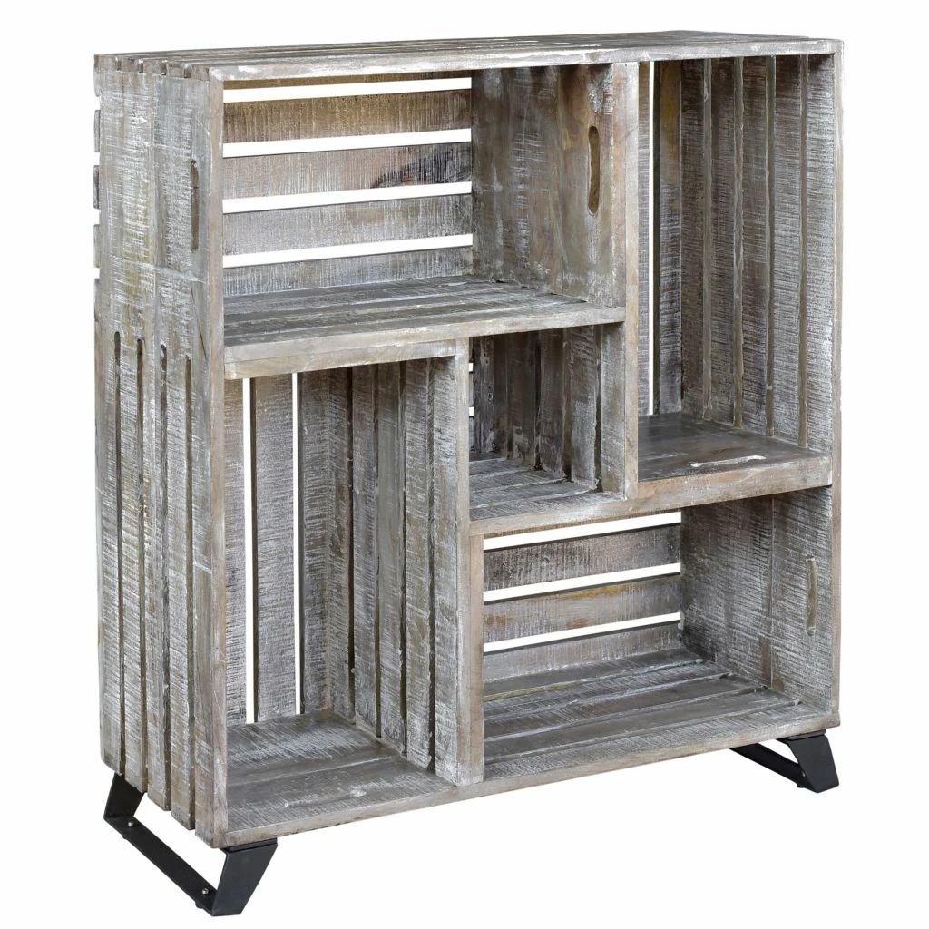 Crestview Collection Bengal Manor Mango Wood Reclaimed Crates Bookcase, CVFNR340 3 Crestview Collection Bengal Manor Mango Wood Reclaimed Crates Bookcase, CVFNR340