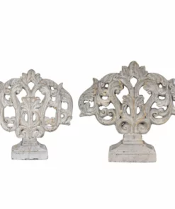Crestview Collection 2 pc. Distressed Filigree Sculpture Statues