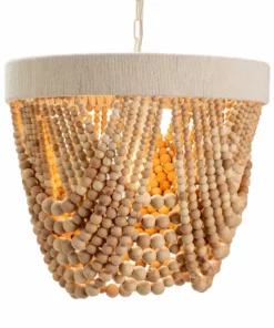 Crestview Collection Cadence Wooden Beaded Pendant Light, CVPZDN016
