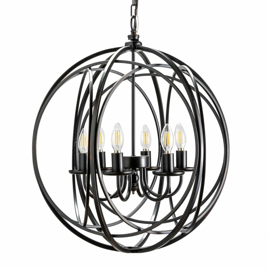 Crestview Collection Willow Round Black Metal Chandelier 4 Crestview Collection Willow Round Black Metal Chandelier - Image 2