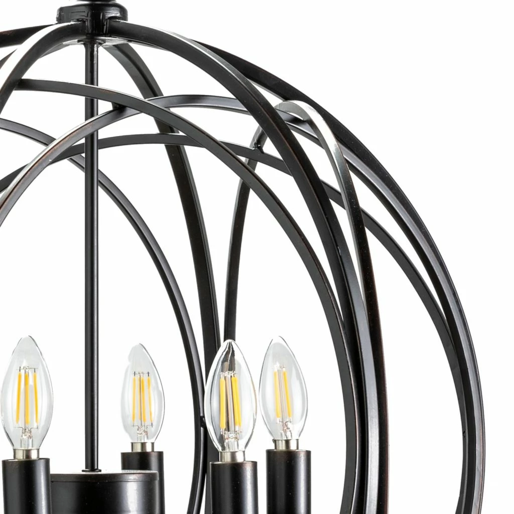 Crestview Collection Willow Round Black Metal Chandelier 6 Crestview Collection Willow Round Black Metal Chandelier - Image 4