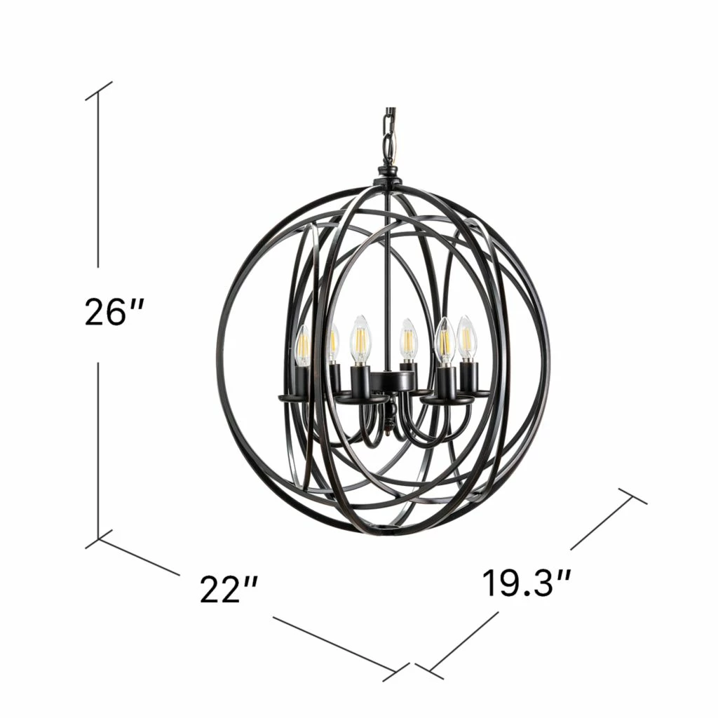 Crestview Collection Willow Round Black Metal Chandelier 7 Crestview Collection Willow Round Black Metal Chandelier - Image 5